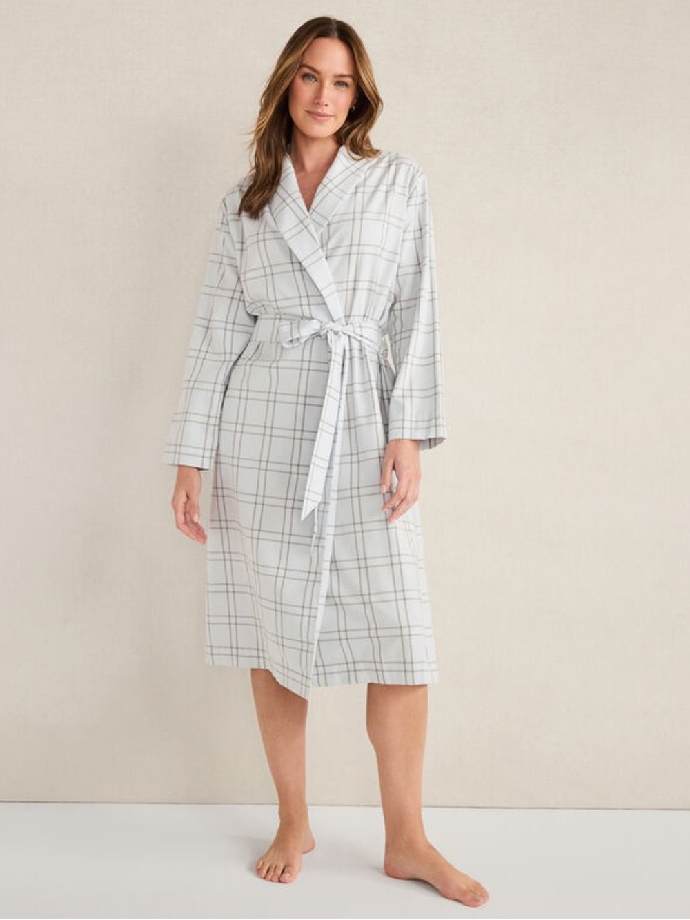 Light Gray Plaid Robe